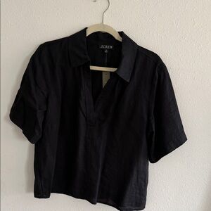 J. Crew Black Short-Sleeve Polo Top